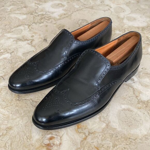 Peal & Co. For Brooks Brothers Slip On Wingtip Leather Shoes - Size 13D - Picture 3 of 14